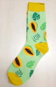 Lime Green Papaya Fruit & Leaves Socks Novelty Unisex 6-12 Crazy Fun SF133 - Picture 1 of 1