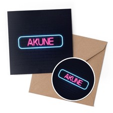 1 x Greeting Card & 10cm Sticker Set - Neon Sign Design Akune City Japan #351109