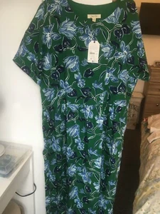 Fab BNWT Seasalt green / blue organic cotton size 18 (18/20) s/s midi dress - Picture 1 of 7
