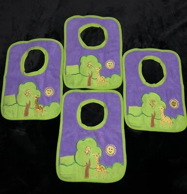 Babadores infantis Norwex microfibra animais da selva, roxo, verde, azul novo sem etiquetas - Imagem 1 de 4