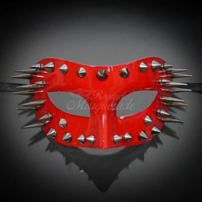 Steampunk Masquerade Mask Spike Red M31168 - Image 1 of 4