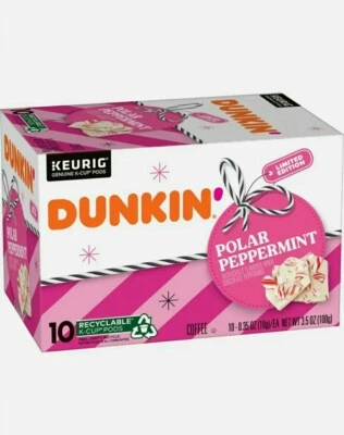 Dunkin POLAR PEPPERMINT 10 Keurig K-Cups  Limited Edition - QUICK & FREE SHIPING - Image 1 of 4
