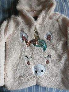 VGUC Girls Size L Miss McChievous Pink Hooded Fleece Unicorn - Cute - Picture 1 of 7