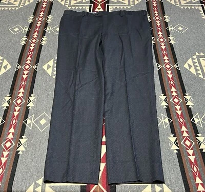 Pal Zileri Wool Trousers Mens 54 IT Navy Flat Front Dress Pants M1 - Image 1 of 4