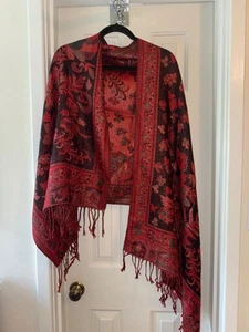 SUSAN GRAVER Jacquard Wrap RED - Picture 1 of 1