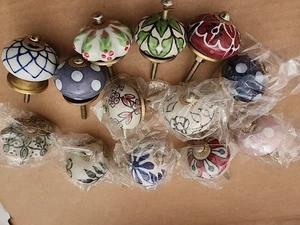 Glass Cabinet Knobs LOT OF 13 ALL DIFFERENT Avant-garde Boho Vintage Same Size - Picture 1 of 13