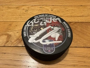 RASMUS ASPLUND SIGNED CHARLOTTE CHECKERS 2025 ATLANTIC FINALS HOCKEY PUCK COA - Picture 1 of 3