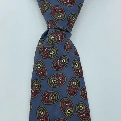 GITMAN BROS 真丝领带男式蓝色红色佩斯利花卉手工制作美国 4x57 工作服 — 第 1/4 张图片