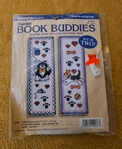 Bucilla Book Buddies Cat Dog Cross Stitch Bookmarks Kit 1999 Vintage NOS - Picture 1 of 3