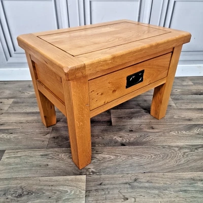 Single Rustic Solid Wood Oak Bedside End Lamp Tables With Drawer - Furnitureland - Image 1 of 4