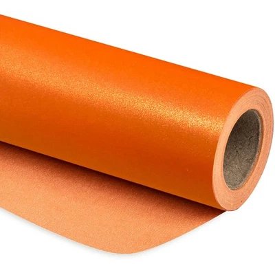 Orange Matte Wrapping Paper Roll 17 Inch x 32.8 Ft Pearly Luster Finish - Image 1 of 4