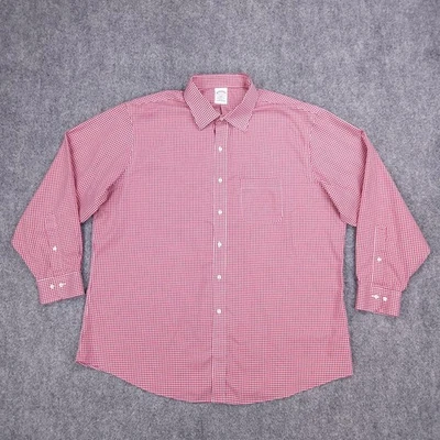 Brooks Brothers Shirt Mens 18 4/5 Red White Checkered Regent Button Up Non Iron - Image 1 of 4