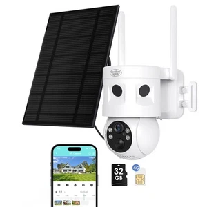 4G LTE Cellular Security Camera,2K /360° Live Stream Camera & 24/7 Recording,... - Picture 1 of 8