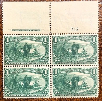 1898 TRANS-MISSISSIPPI Sc 285 MNH OG plate block of 4 - Image 1 of 2