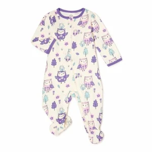 Wonder Nation Baby 1pc Footed BodySuit Sleepwear Owls sizes NB,0-3mo #GC5 - Picture 1 of 2