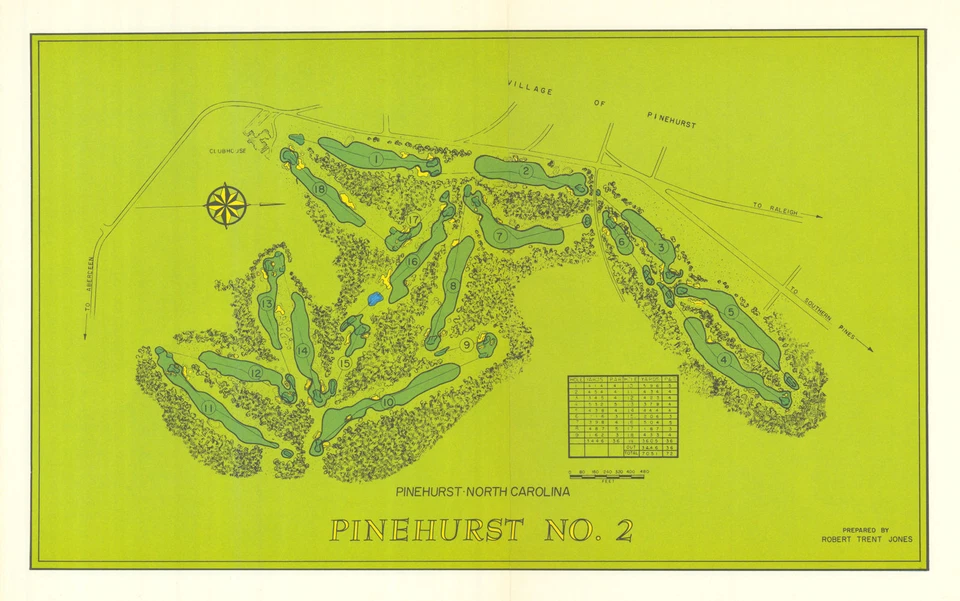 Pinehurst No.2, North Carolina. Golf course plan by Robert Trent Jones 1966 map - Image 1 of 1