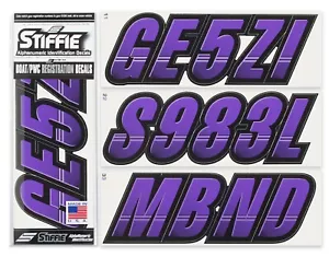 STIFFIE Techtron TT10 Boat PWC Letter Number Decal Registration PURPLE BLACK - Picture 1 of 10