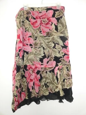 Nueva Falda April Cornell Negra XL Vintage Romántica Tul Nueva con Etiquetas Floral Rosa Flor Foto 1 de 4