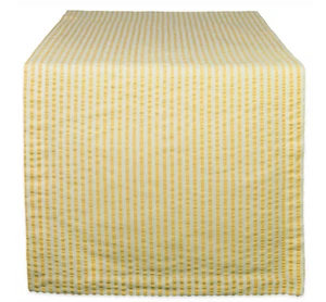 DESIGN IMPORTS DII STRISCIA GIALLA SEERSUCKER RUNNER DA TAVOLO 14"x72" 100% COTONE NUOVO - Foto 1 di 5