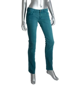 PANTALONE CHLOE COLORE VIBRANTE COTONE DENIM PELLE LOGO DETTAGLIO SUL RETRO tg 40 US 4 - Foto 1 di 6