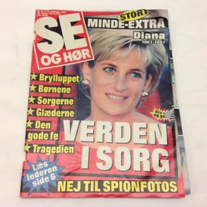 Princess Diana Death Lady Di Photos Vintage Danish Magazine 1997 "Se og Hoer" - Picture 1 of 3
