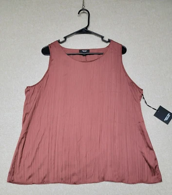 NUEVO CON ETIQUETAS~SIMPLY VERA Blusa sin mangas marrón arrugado óxido espalda dividida para mujer $40 Foto 1 de 4