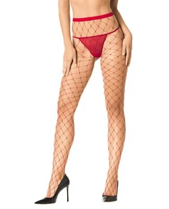 Sexy Brand New Ladies Red Fishnet Full Length Stockings Sheer Pantyhose Cut Out - Bild 1 von 1