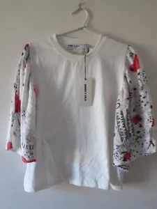 Bimba Y Lola Top Womens Size M White Wide Bell Sleeves Casual Work Party - Picture 1 of 16
