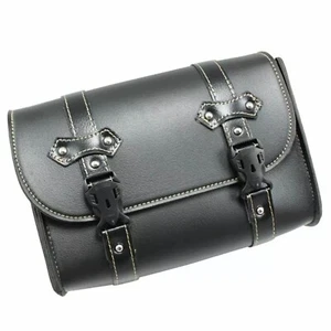 Black motorcycle PU leather side saddle tail bags Harley Yamaha Suzuki Ducati - Foto 1 di 7
