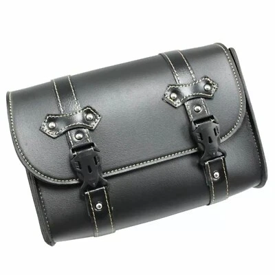 Black motorcycle PU leather side saddle tail bags Harley Yamaha Suzuki Ducati - Imagem 1 de 4