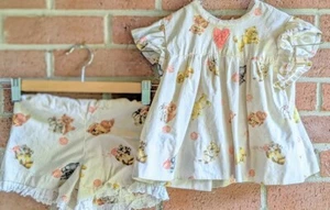 Vintage Baby Toddler Dress & Shorts Cat Kitten Handmade Doll 70s 80s Retro Lace - Picture 1 of 15