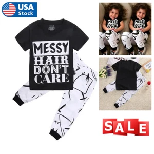 Toddler Kids Baby Girls Summer Outfit T-shirt Tops+Pants Tracksuit Clothes Set - Picture 1 of 8