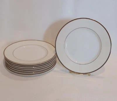 8 Mikasa Ultima + Plus Fine China HK 301 Cameo Platinum Round bread Plates 8.5" - Image 1 of 4
