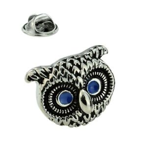 Owl with Blue Eyes LAPEL PIN Badge Brooch Mens Ladies Birthday Present GIFT BAG