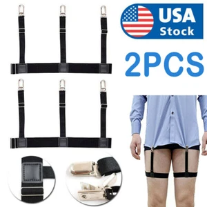 2PCS Men Hidden Shirt Stays Holder Garters Belt Non Slip Elastic Locking Clamps - Picture 1 of 10