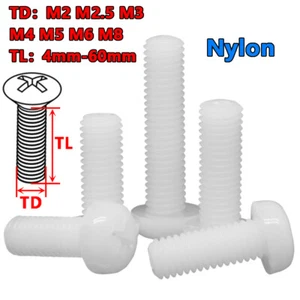 White Nylon Phillips Screws Machine Insulating Bolt Metric M2 M3 M4 M5 M6 M8  - Picture 1 of 10