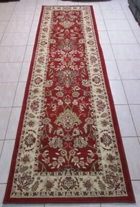 NEW RED TRADITIONAL PERSIAN DESIGN FLOOR HALL HALLWAY RUNNER RUG 80X400CM - Picture 1 of 7