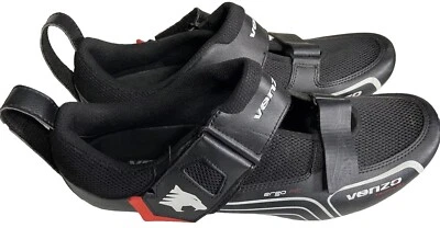 Велосипедные туфли для помещений Venzo MX мужские размер США 11 ЕС 46 белые/черные/красные б/у в отличном состоянии см. фото - Изображение 1 из 4