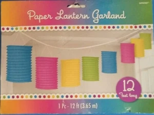 Tropical Paper Lantern Garland Party Hanging Decorations ~ 12ft Long - Picture 1 of 3