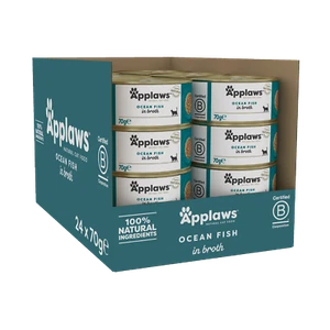 24 x 70g Applaws 100% Natural Adult Wet Cat Food Tins Ocean Fish in Broth - Picture 1 of 6
