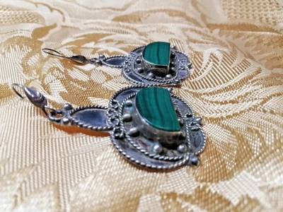 Orecchini  argento 925 e malachite - Immagine 1 di 4