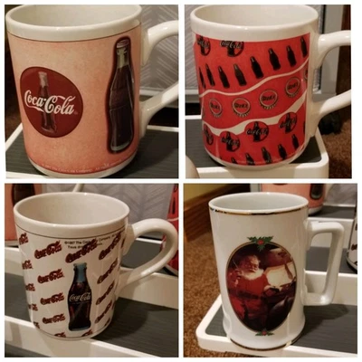 4 tazas de café Coca-Cola vintage de colección para niños niñas dorado Santa  Foto 1 de 4