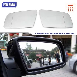 Side Heated Electric Wide Angle Wing Mirror Glass For BMW 5 Series E60 E61 03-08 - Foto 1 di 9