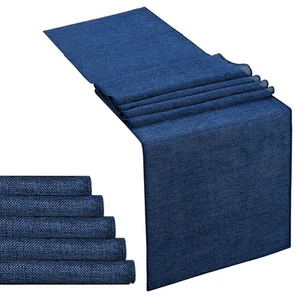Navy Blue Burlap Table Runner Roll Farmhouse Table Runners 6 Packs 13x84 inch... - Picture 1 of 6