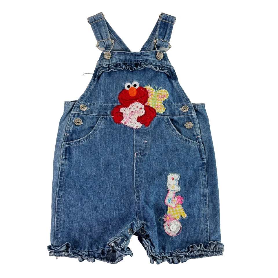 Mono vaquero vintage años 90 Y2K Plaza Sésamo Elmo bebé bordado 24 meses Foto 1 de 4