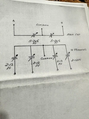 Crystal Radio Dual Tuner Capacitores Variáveis 5 - 266 pf seção 2 peças lote Fabricado nos EUA - Imagem 1 de 2