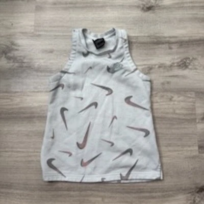 Nike Girls Tank Top All Over Swoosh Terry Graphic Sleeveless Large Gym Shirt - Image 1 of 3
