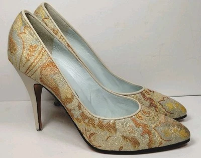 Zapato de tacón alto dorado metálico Antonio D'Anna vintage talla US 7B Foto 1 de 4
