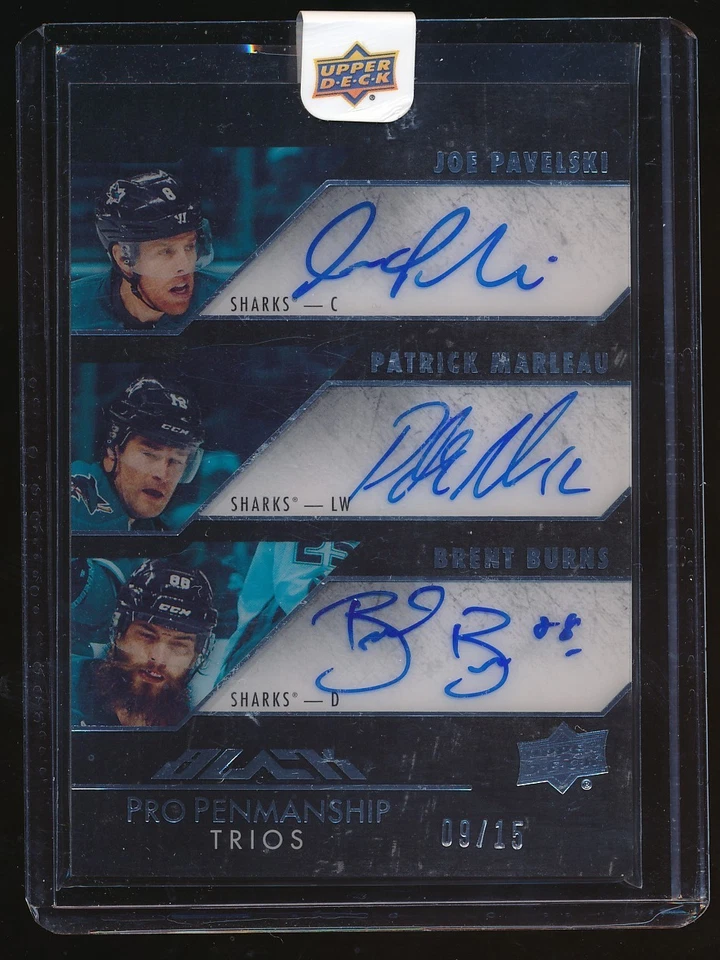 2015-16 UD Black Pro Penmanship Trios Auto J. Pavelski P. Marleau B. Burns 09/15 - Изображение 1 из 1