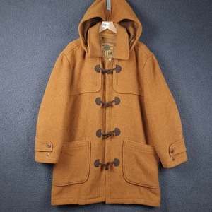 Vintage EXIGO Duffle Coat Mens 2XL Brown Wool Toggle Hooded Long Jacket Italy - Picture 1 of 14
